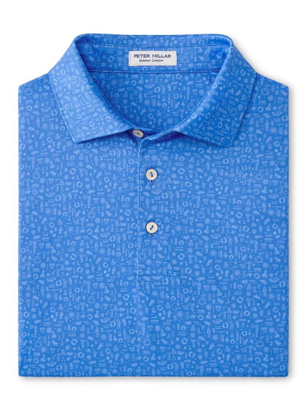 Peter Millar Blue Sea Toga Party Performance Jersey Polo Summer Comfort Print